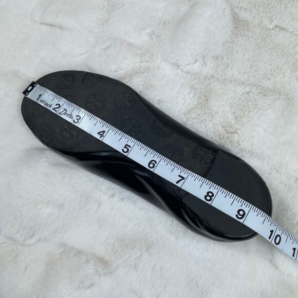 🔥Tory Burch Reva Ballet Flats Black Patent Leather Shoes Logo Women Size 6 - Picture 13 of 13